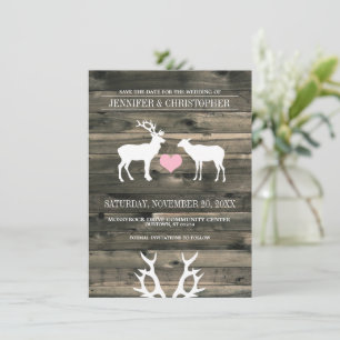 Rustieke bok- en ree-huwelijksaankondigingen save the date