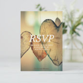 Rustieke Bokeh Harten Trouw RSVP Kaart (Staand voorkant)