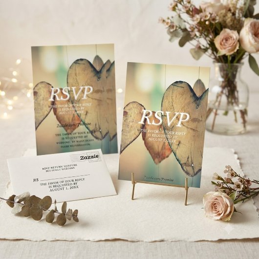 Rustieke Bokeh Harten Trouw RSVP Kaart