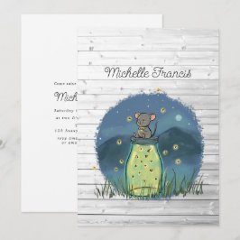 Rustieke Bokeh Muis Vuurvlieg Mason Jar Shower Kaart