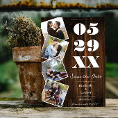 Rustieke Bold Vier Foto Save the Date