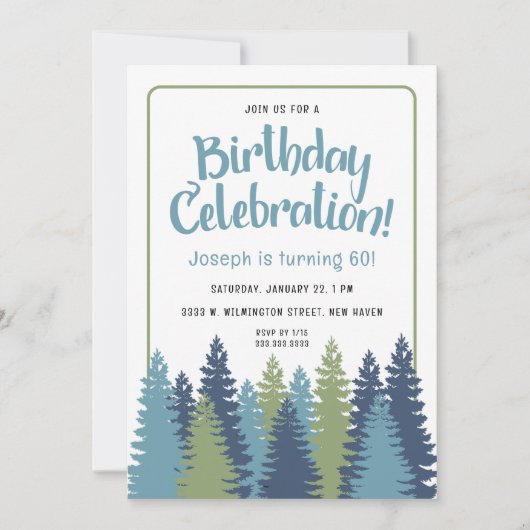 Rustieke Bomen Natuur thema Verjaardagsuitnodiging Kaart (Voorkant)