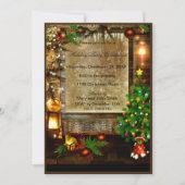 Rustieke bomen ornamenten Kerstfeest Uitnodiging (Voorkant)