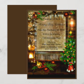 Rustieke bomen ornamenten Kerstfeest Uitnodiging (Voorkant / Achterkant)