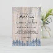 Rustieke bomen Snowy Winter Forest Wedding Kaart (Staand voorkant)