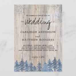Rustieke bomen Snowy Winter Forest Wedding Kaart