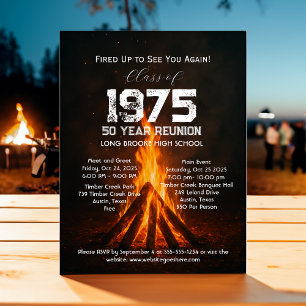 Rustieke Bonfire Black High School Class Reunion Briefkaart