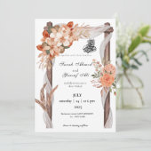 Rustieke boog Bloemen Nikkah Moslim Huwelijk Kaart (Staand voorkant)