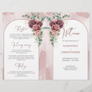 Rustieke boog bordeaux blozen rozen eucalyptus gev