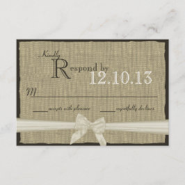 Rustieke Boog en Burlap Bruiloft Reactie RSVP Kaartje