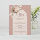 Rustieke Boog Pastel Roze Pampas Bloem Bruiloftsme Menu (Staand voorkant)