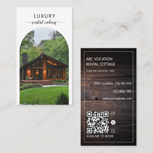 Rustieke boog QR-code vakantieverhuur gastverblijf Visitekaartje (Voorkant / Achterkant)