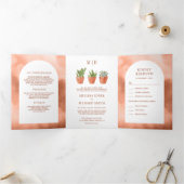 Rustieke boog woestijn cactus terracotta potten br drieluik uitnodiging (Binnen)