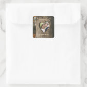 Rustieke Boom Bark Hart Foto Wedding Vierkante Sticker (Tas)