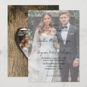 Rustieke Boom Bark Hart Gradient Foto Huwelijk Kaart (Voorkant / Achterkant)