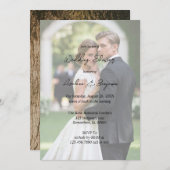 Rustieke Boom Bark Hart Gradient Foto Huwelijk Kaart (Voorkant / Achterkant)