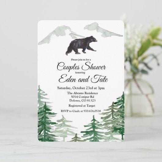 rustieke boom Beer koppels doucheuitnodiging Kaart (Staand voorkant)