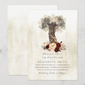 Rustieke boom bloemenbordeaux Baby shower Kaart (Voorkant / Achterkant)