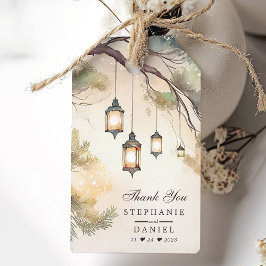 Rustieke Boom Botanische Lantaarn Trouw Bedankt Cadeaulabel