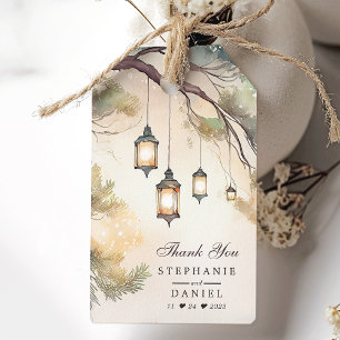 Rustieke Boom Botanische Lantaarn Trouw Bedankt Cadeaulabel