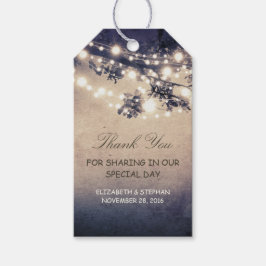 Rustieke Boom Brances Lichten Bruiloft Cadeaulabel