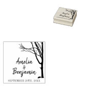Rustieke boom bruid bruidegom namen bruiloft rubberstempel (Gestempeld)