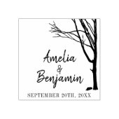 Rustieke boom bruid bruidegom namen bruiloft rubberstempel (Afrduk)