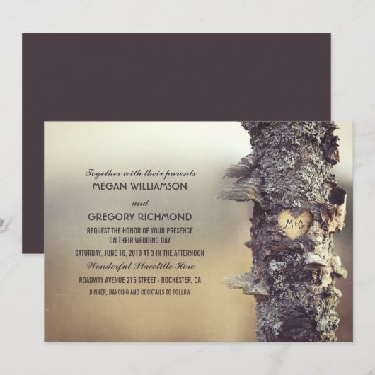 rustieke boom bruiloft kaart (Voorkant / Achterkant)