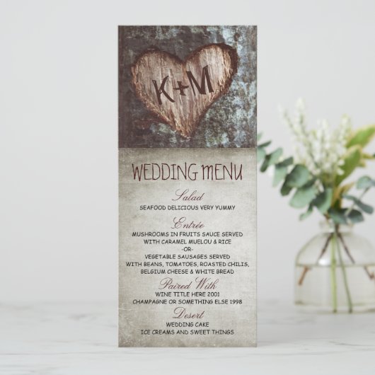  rustieke boom bruiloft menu kaarten (Staand voorkant)