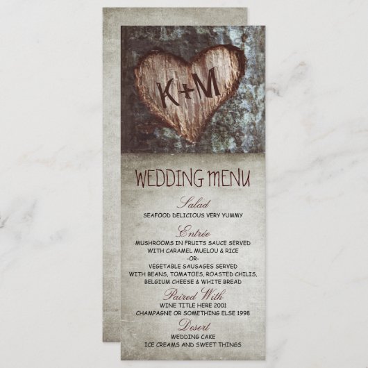  rustieke boom bruiloft menu kaarten (Voorkant / Achterkant)