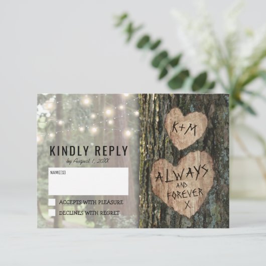 Rustieke boom bruiloft RSVP | Land Twinkle Lights (Staand voorkant)