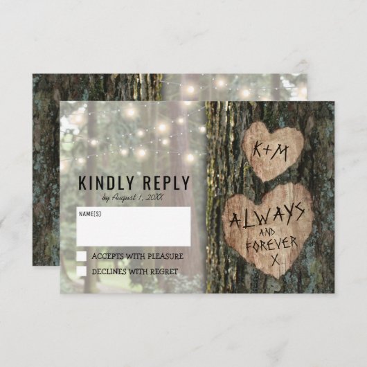 Rustieke boom bruiloft RSVP | Land Twinkle Lights (Voorkant / Achterkant)