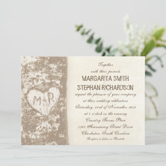 Rustieke boom bruiloft uitnodigingen (Staand voorkant)