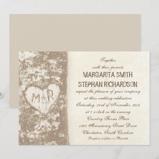 Rustieke boom bruiloft uitnodigingen (Voorkant / Achterkant)