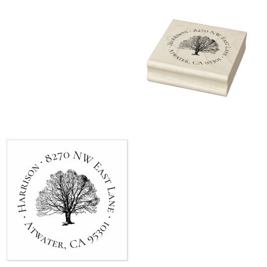 Rustieke boom cirkel adres stempel (Gestempeld)