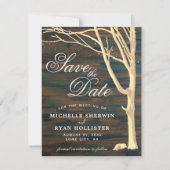 Rustieke Boom Donker Hout Schrift Save The Date (Voorkant)