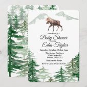 Rustieke Boom Eland Baby Shower Uitnodiging (Voorkant / Achterkant)