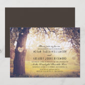 Rustieke boom en gebeeldhouwde hart verlovingsfees kaart (Voorkant / Achterkant)