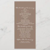 Rustieke boom en gesneden hart bruiloft programma' programmakaart (Achterkant)