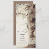 Rustieke boom en gesneden hart bruiloft programma' programmakaart (Voorkant / Achterkant)