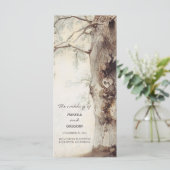 Rustieke boom en gesneden hart bruiloft programma' programmakaart (Staand voorkant)