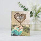 Rustieke boom gesneden hout hart foto opslaan van  aankondigingskaart (Staand voorkant)