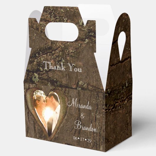 Rustieke boom hart bruiloft foto dank u bedankdoosjes (Geopend)