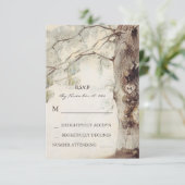 Rustieke Boom Hart Bruiloft RSVP Kaarten Kaartje (Staand voorkant)