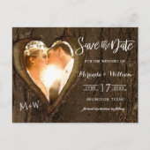 Rustieke boom hart foto opslaan van de datum briefkaart (Voorkant)