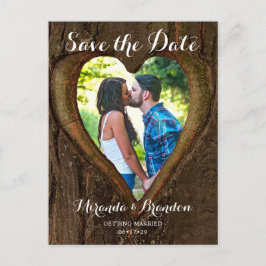 Rustieke Boom Hart Foto Save the Date Bruiloft Briefkaart