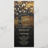 Rustieke boom met Strings of Lights bruiloft Programmakaart (Voorkant)