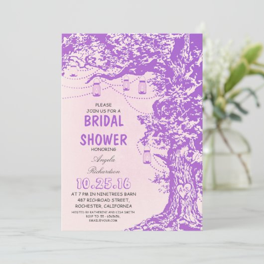 Rustieke boom & metselaar potten bruids douche uit kaart (Staand voorkant)