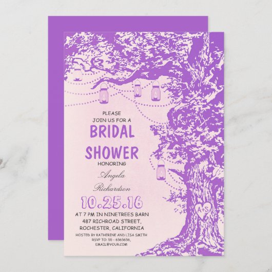 Rustieke boom & metselaar potten bruids douche uit kaart (Voorkant / Achterkant)