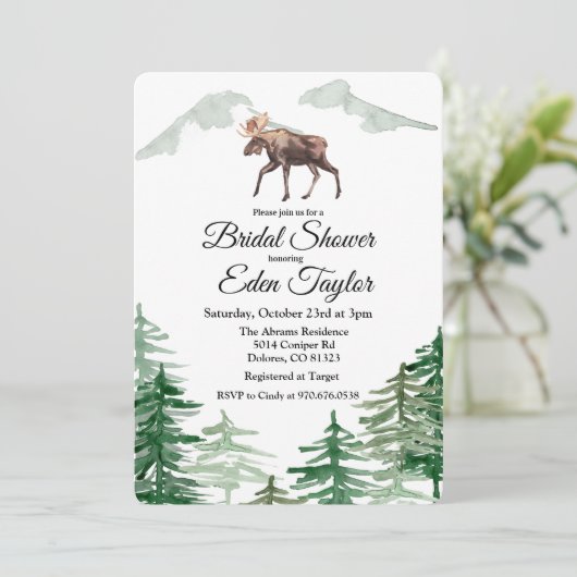 Rustieke Boom Moose Bruids Douche Uitnodiging (Staand voorkant)